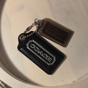 Coach Black and Brown Clear Poppy Leather Keychain Duo